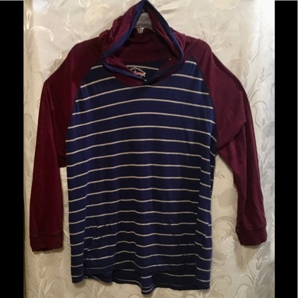 Red Camel Maroon & Dark Blue Striped Hoodie